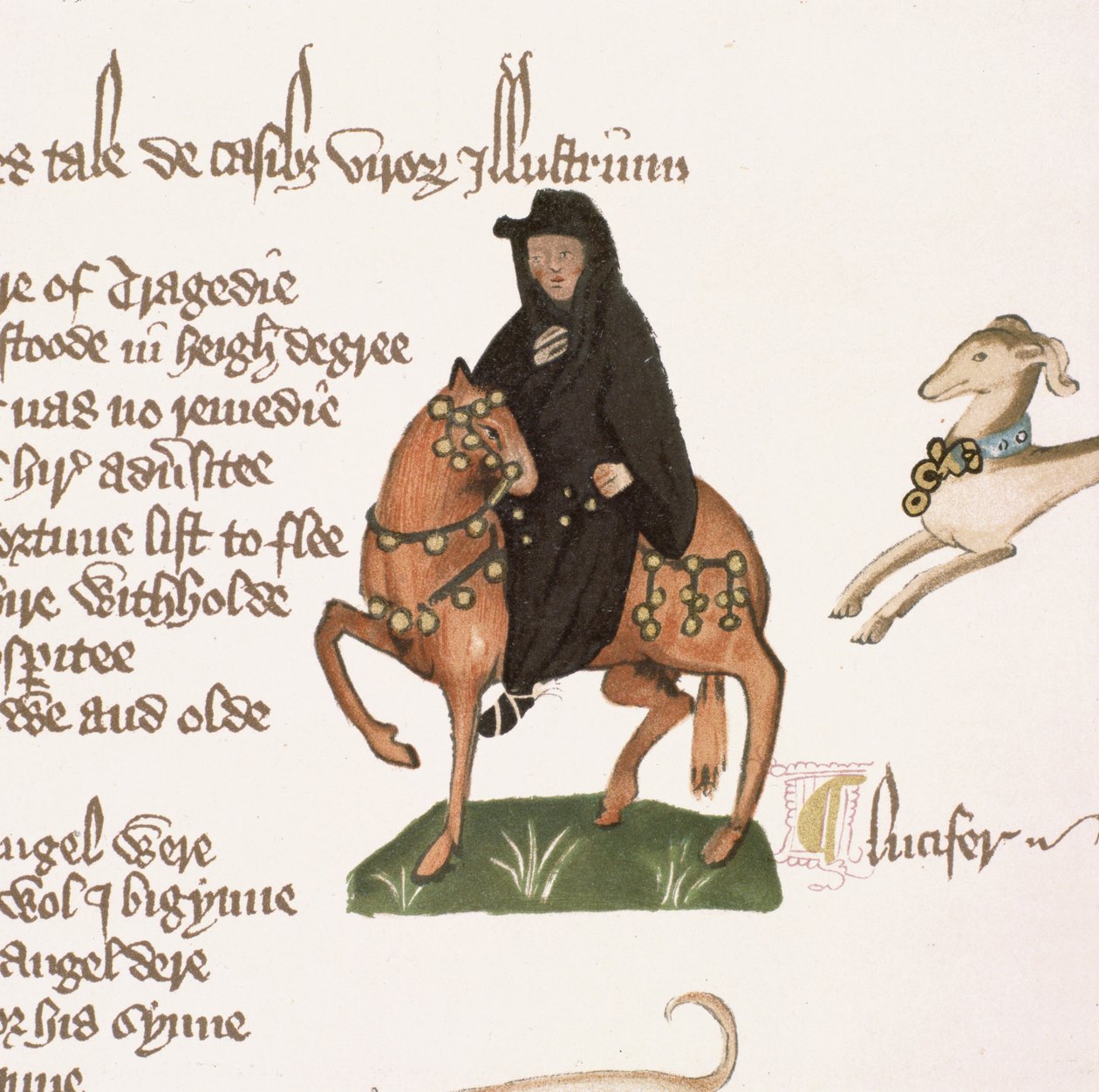 الراهب ، تفاصيل من حكايات كانتربري ، بقلم جيفري تشوسر (c.1342-1400) مخطوطة Ellesmere ، طبعة فاكس ، 1911 (للأصل انظر 128925) بواسطة مدرسة اللغة الإنجليزية