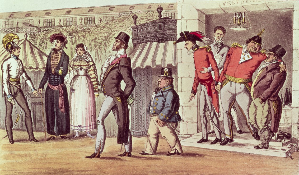 احتلال باريس ، 1814. زوار إنجليزي في القصر الملكي بواسطة مدرسة اللغة الإنجليزية