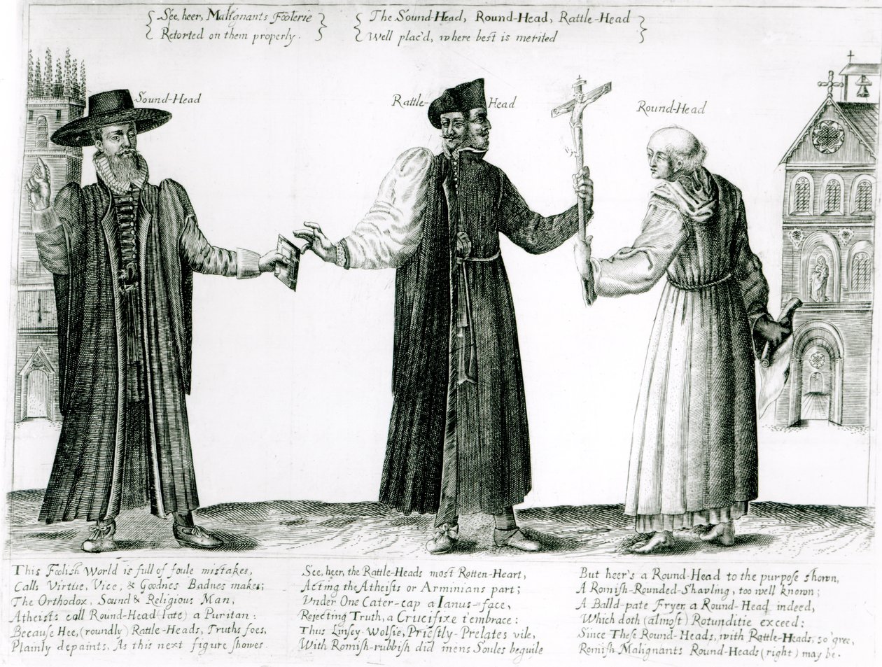 رأس الصوت ، رأس الخشخاش والرأس الدائري ، 1642 بواسطة مدرسة اللغة الإنجليزية