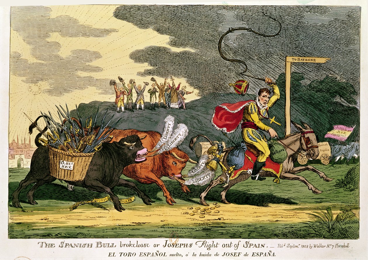 `` The Bull Bull Broke Lose or ، جوزيف رحلة من إسبانيا &39;&39; ، سبتمبر 1808 بواسطة مدرسة اللغة الإنجليزية