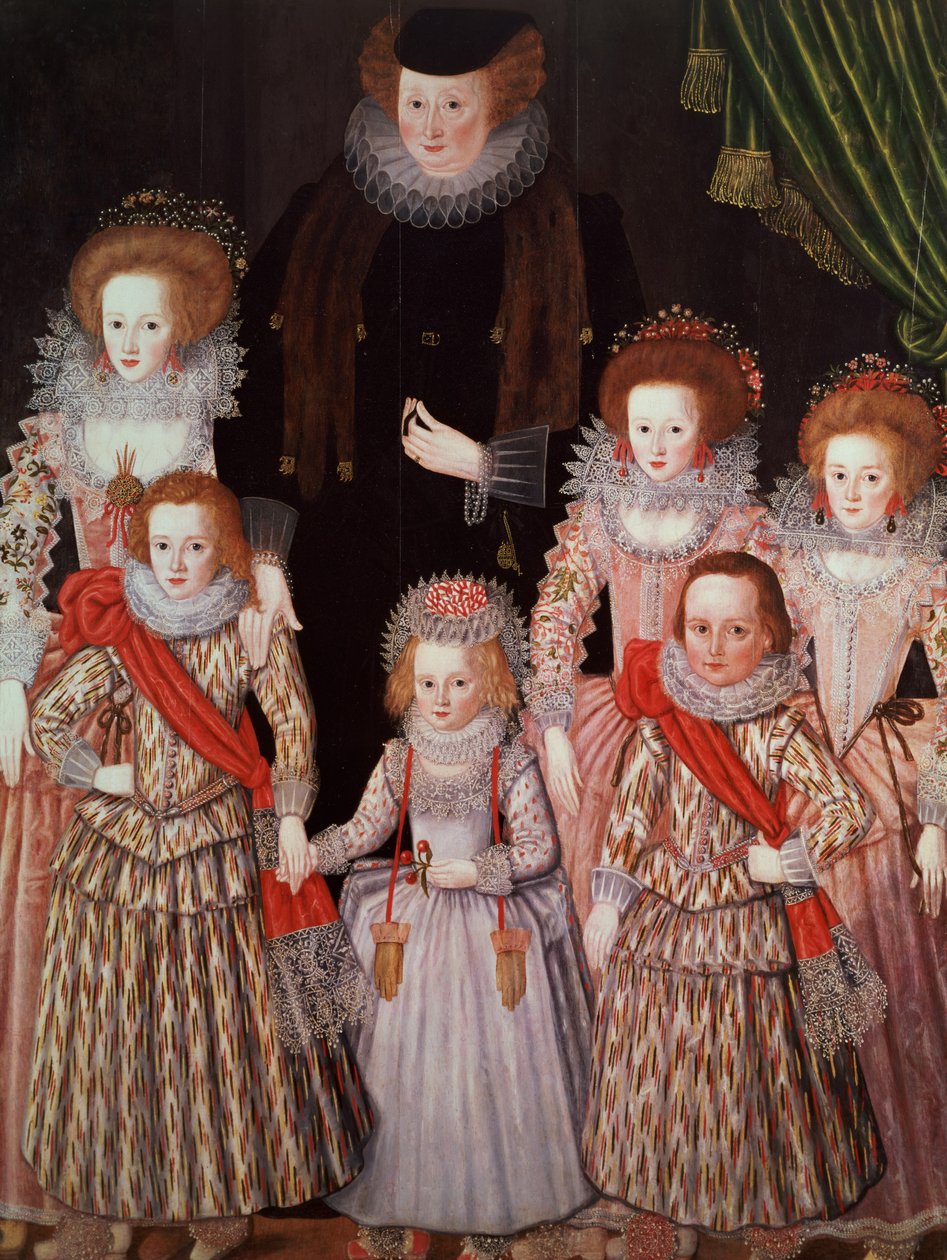 مجموعة Tasburgh: Lettice Cressy ، سيدة Tasburgh of Bodney ، Norfolk وأطفالها ، c.1605 (لوحة) بواسطة مدرسة اللغة الإنجليزية