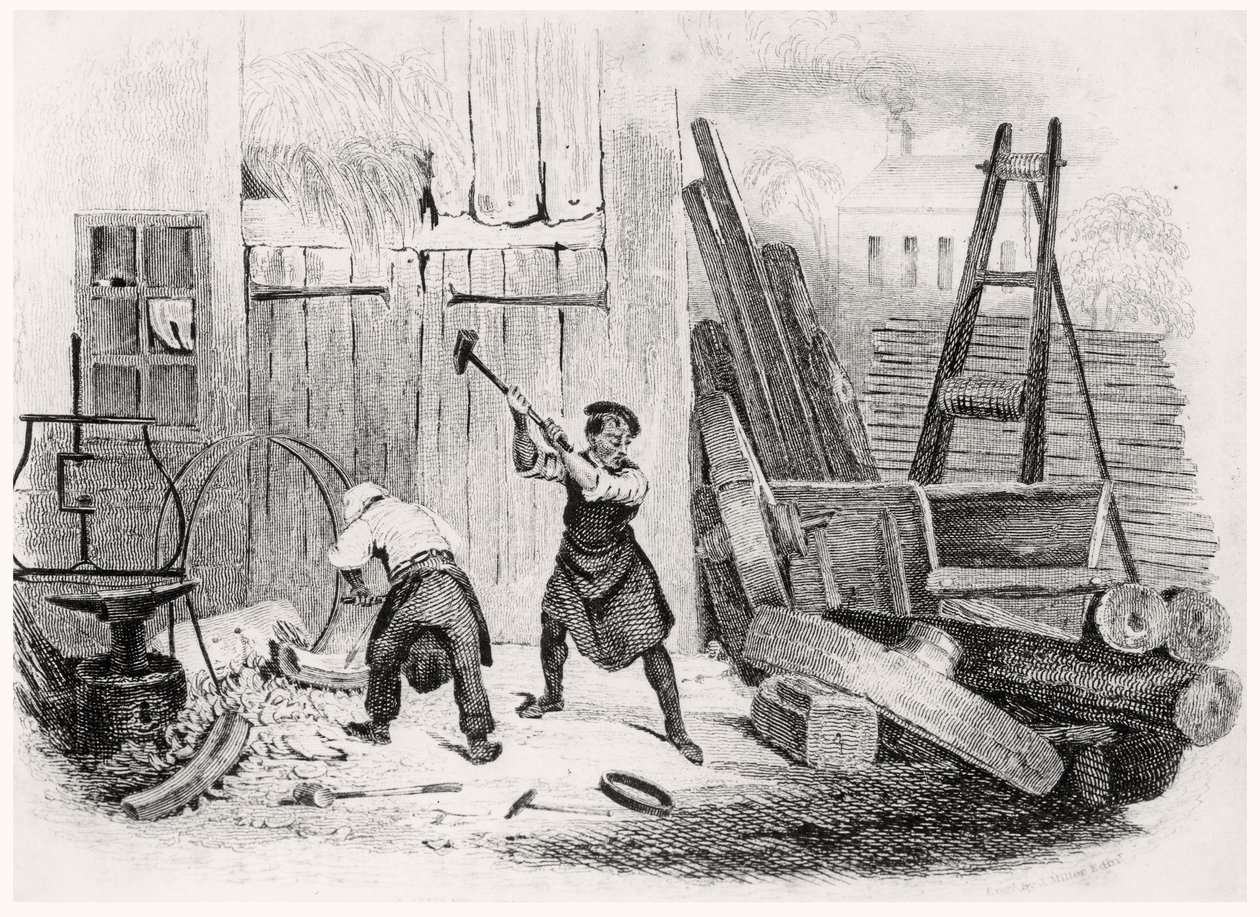 العجلة رايت ، من كتاب الحرف ، نقشها جيه ميللر ، 1836 بواسطة مدرسة اللغة الإنجليزية