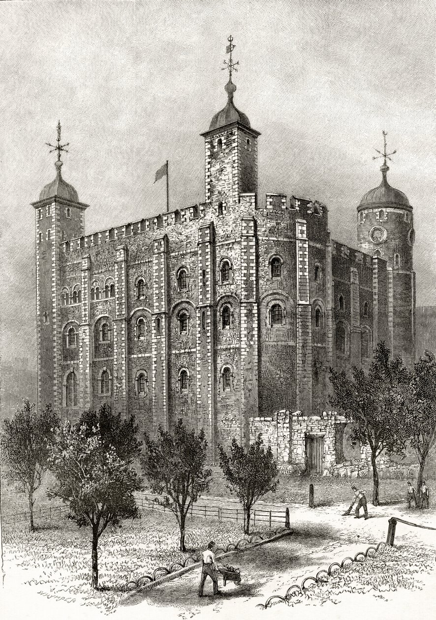 البرج الأبيض ، البرج المركزي في برج لندن ، من "London Pictures: Drawn with Pen and Pencil" ، بقلم القس ريتشارد لوفيت ، نُشر عام 1890 بواسطة مدرسة اللغة الإنجليزية