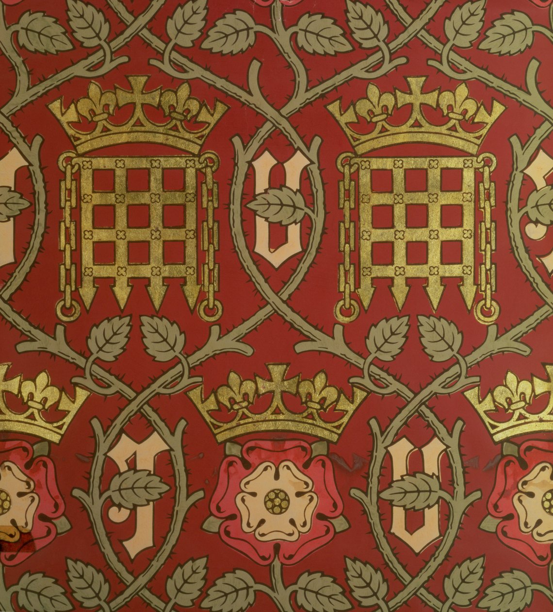 تيودور روز ، خلفية الاستنساخ التي صممها S. Scott وأنتجها Cole & Sons ، بعد تصميم Augustus Charles Pugin (1762-1832) لمنازل البرلمان ، 1845-1850 (انظر أيضًا 14528) بواسطة مدرسة اللغة الإنجليزية