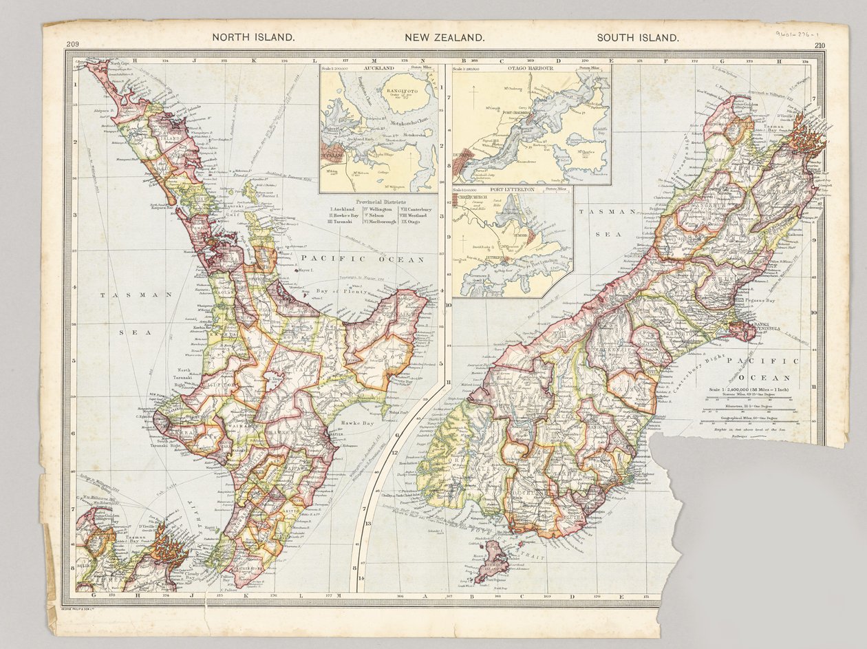خريطتان لتاراناكي ، نيوزيلندا تظهران عمليات فوج ميدلسكس خلال حرب الماوري ، 1860-1872 بواسطة مدرسة اللغة الإنجليزية