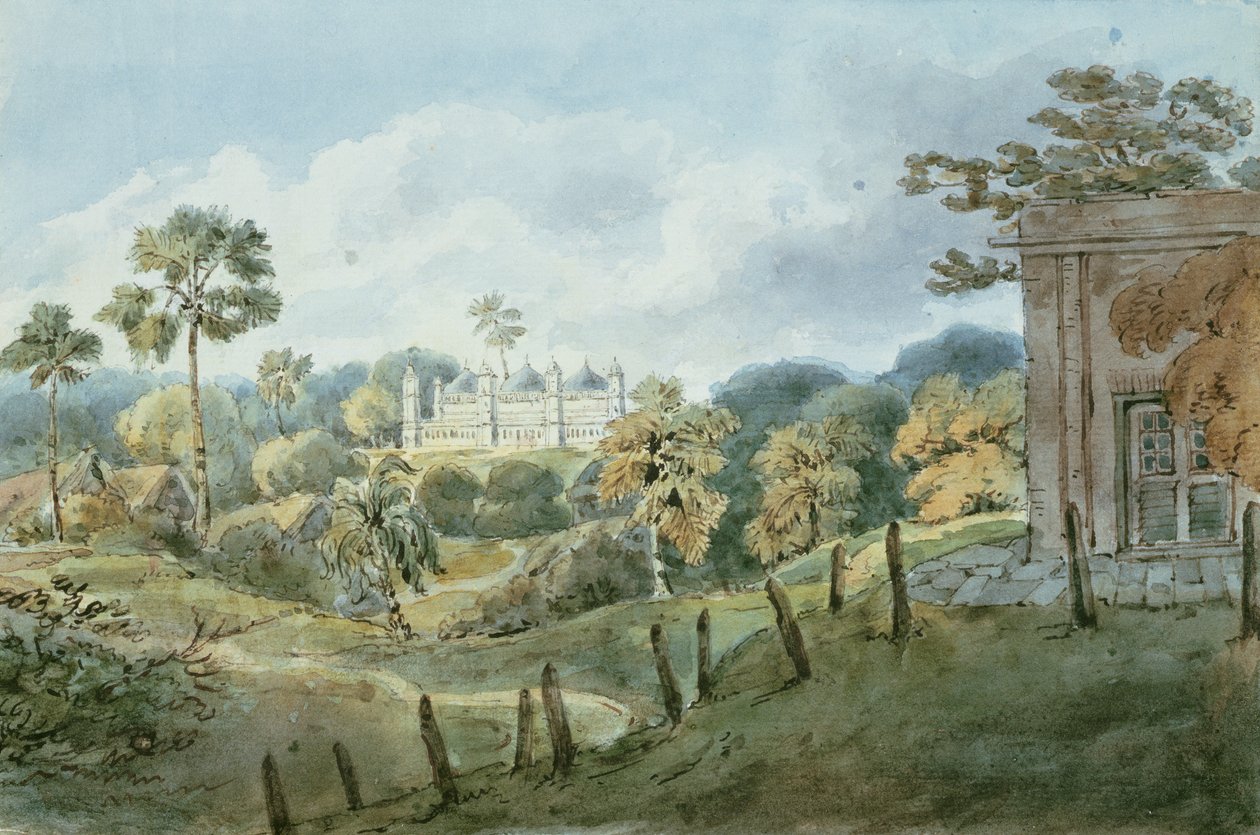 منظر من كابتن ويليامز بونجالو في مونغير (مونجر) ، c.1808 (مرحاض) بواسطة مدرسة اللغة الإنجليزية