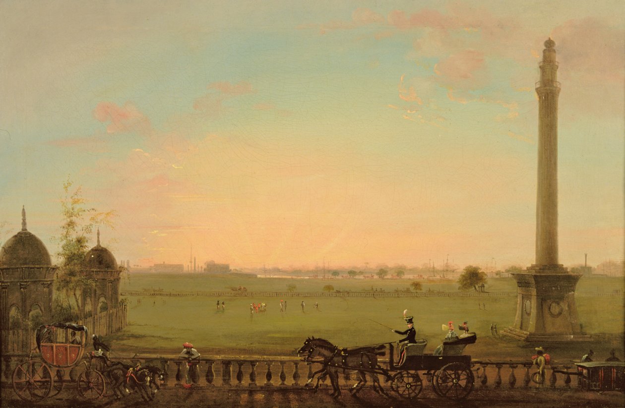 منظر من طريق Chowringhee ، كلكتا ، باتجاه نهر Hoogly ، c.1840 بواسطة مدرسة اللغة الإنجليزية