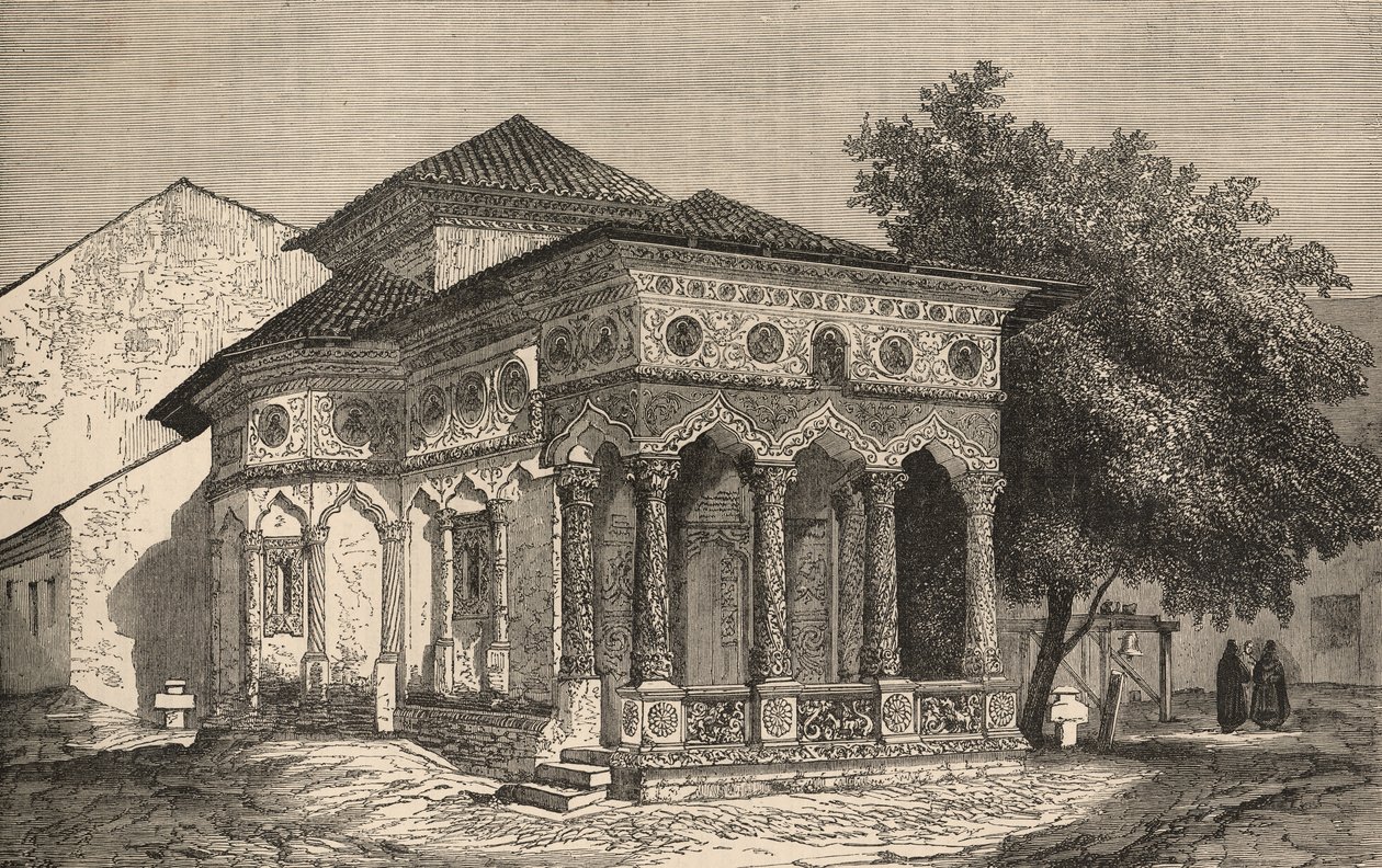 منظر لكنيسة في بوخارست ، من "أخبار لندن المصورة" ، 1853 بواسطة مدرسة اللغة الإنجليزية