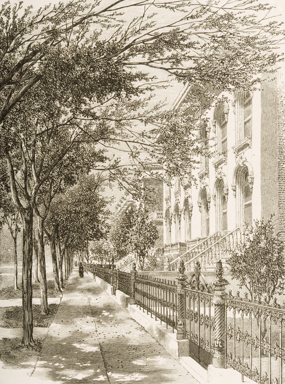 شارع واباش ، شيكاغو ، في عام 1870 ، من "الصور الأمريكية" التي نشرتها جمعية المسالك الدينية ، 1876 بواسطة مدرسة اللغة الإنجليزية