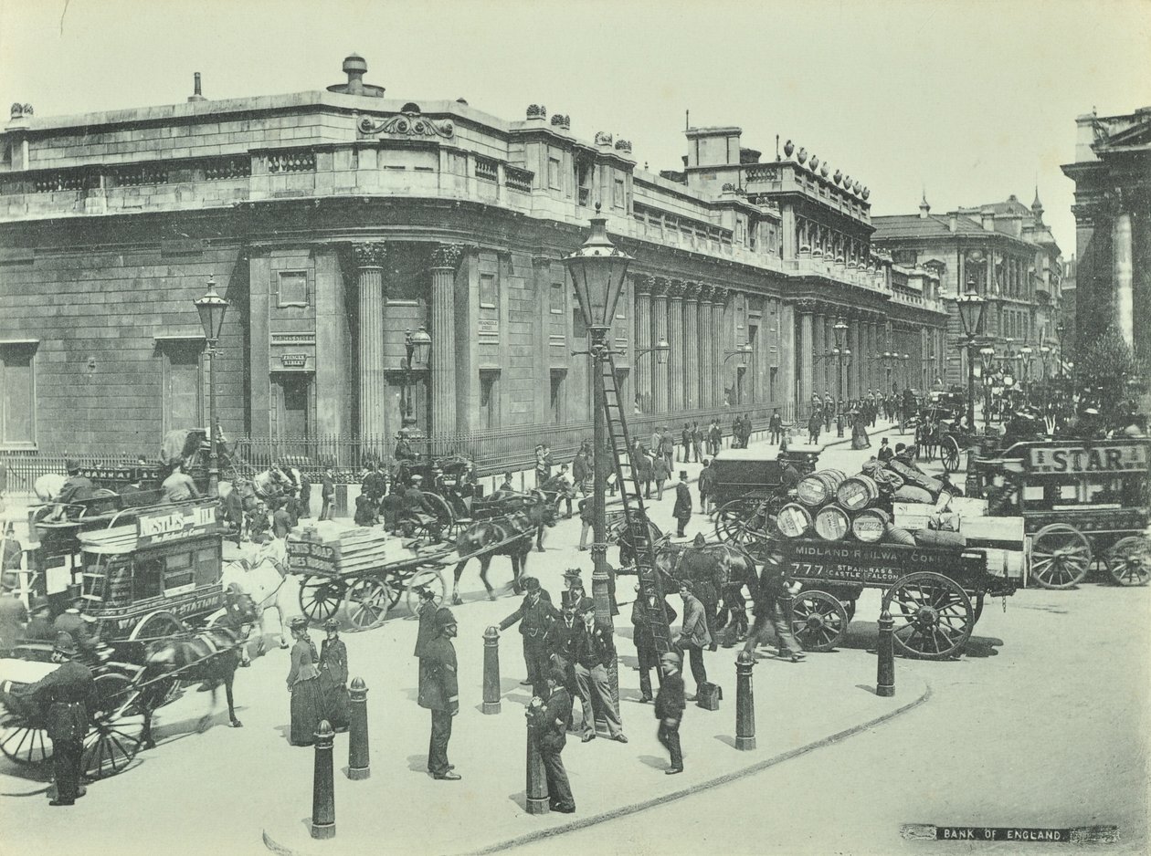 بنك إنجلترا ، شارع ثريدنيدل ، مدينة لندن ، 1895 بواسطة مصور انجليزى