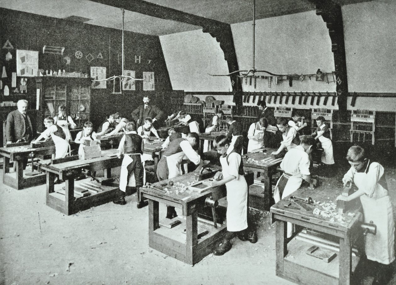 فئة النجارة ، 1896 بواسطة مصور انجليزى