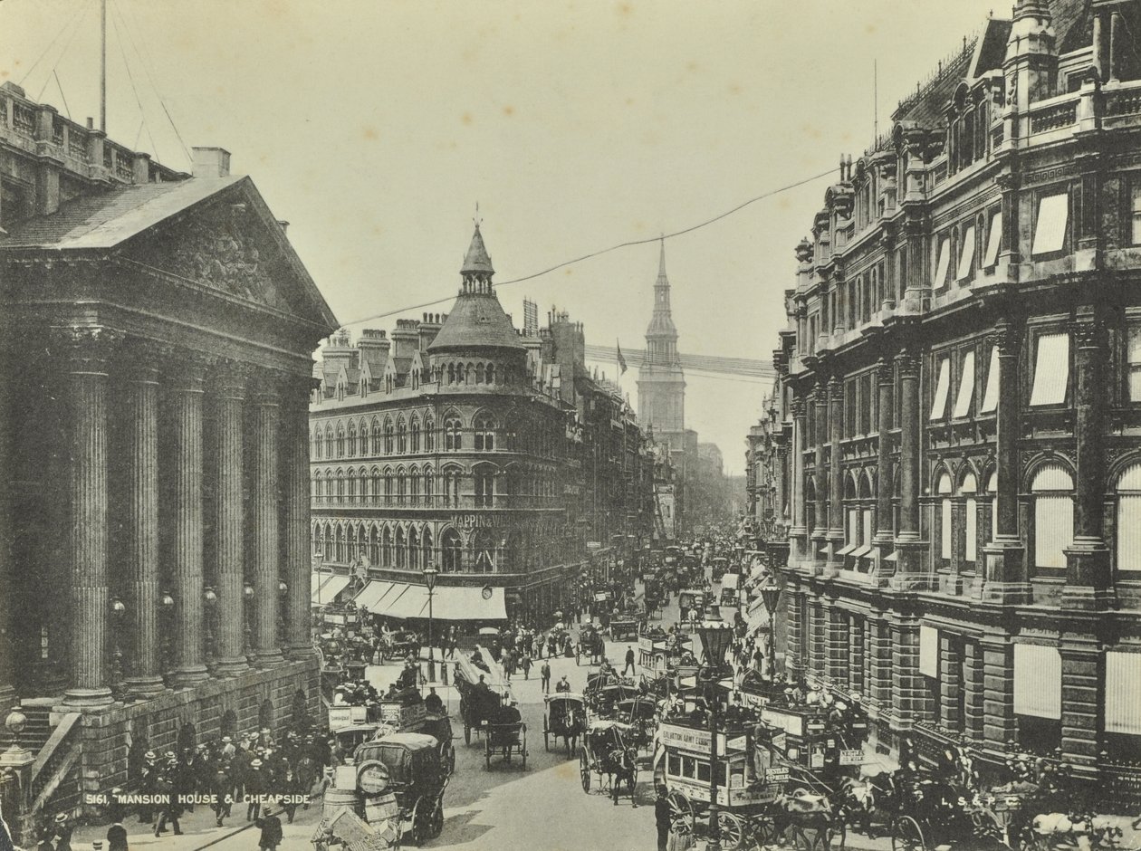 شيبسايد ، من مانشن هاوس ، مدينة لندن ، 1885 بواسطة مصور انجليزى