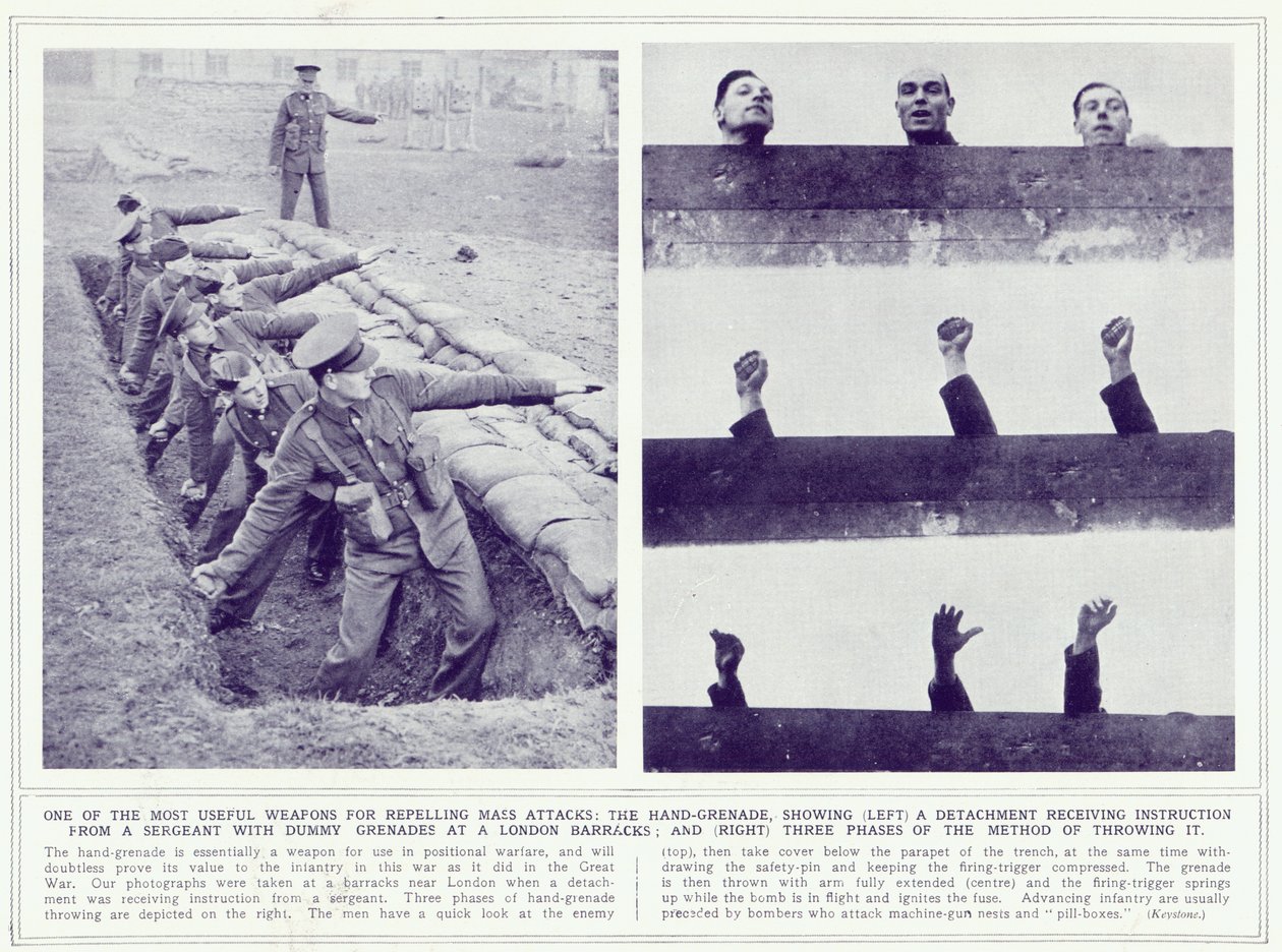 The Hand Grenade ، من The Illustrated War News ، تم نشره في 22 نوفمبر 1939 بواسطة مصور انجليزى