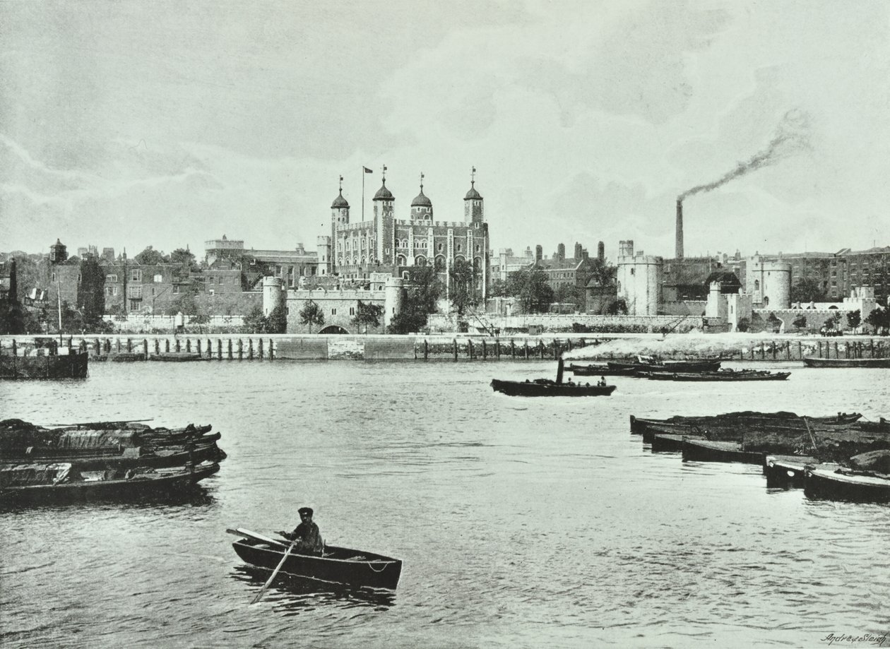 برج لندن ، تاور هيل: من النهر ، 1895 بواسطة مصور انجليزى