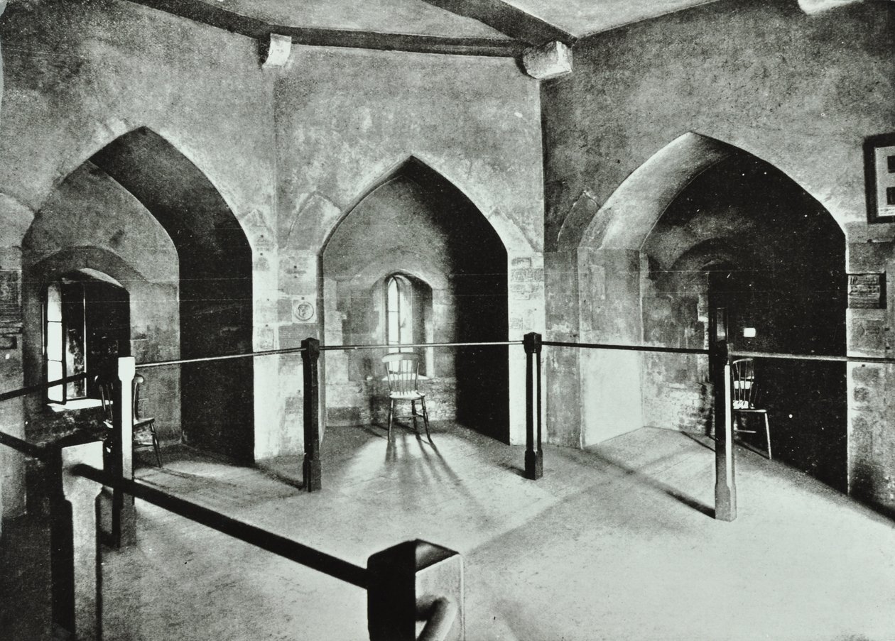 برج لندن ، تاور هيل: غرفة سجن الدولة في برج بوشامب ، 1895 بواسطة مصور انجليزى