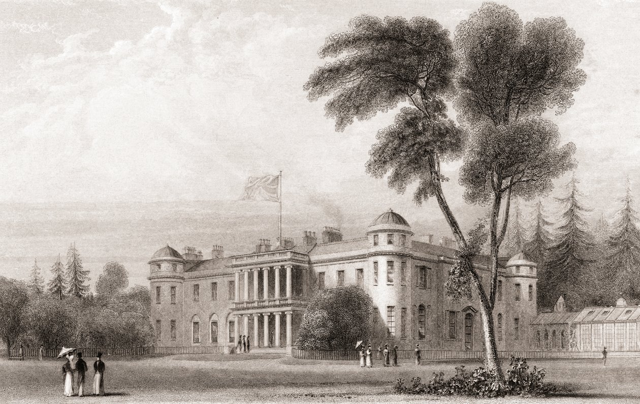 منظر من القرن التاسع عشر لـ Goodwood House ، غرب ساسكس ، جنوب إنجلترا. من Churton