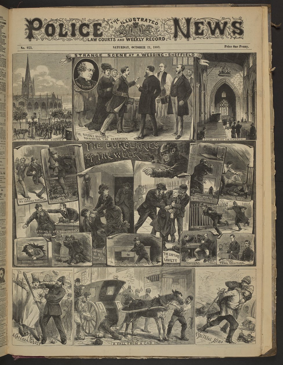 "شبح شيلسيا."، أخبار الشرطة المصورة، 21 أكتوبر 1882 (مطبوعة صحفية) بواسطة مدرسة اللغة الإنجليزية