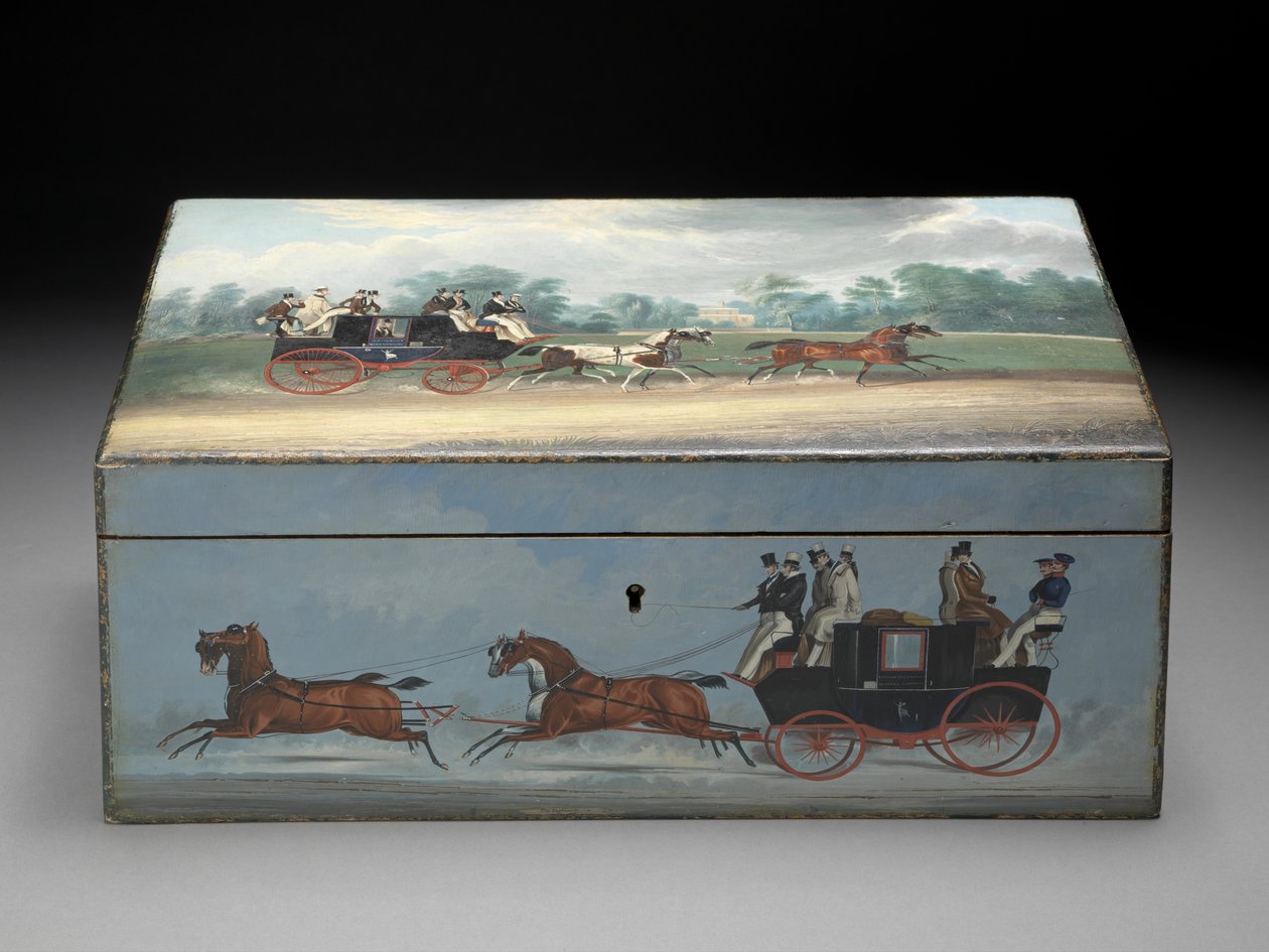 صندوق سيجار مطلي بمشاهد من مطبوعات Taglioni ، c.1840 (زيت على خشب الفاكهة) (انظر 285536 للحصول على منظر خلفي) بواسطة مدرسة اللغة الإنجليزية