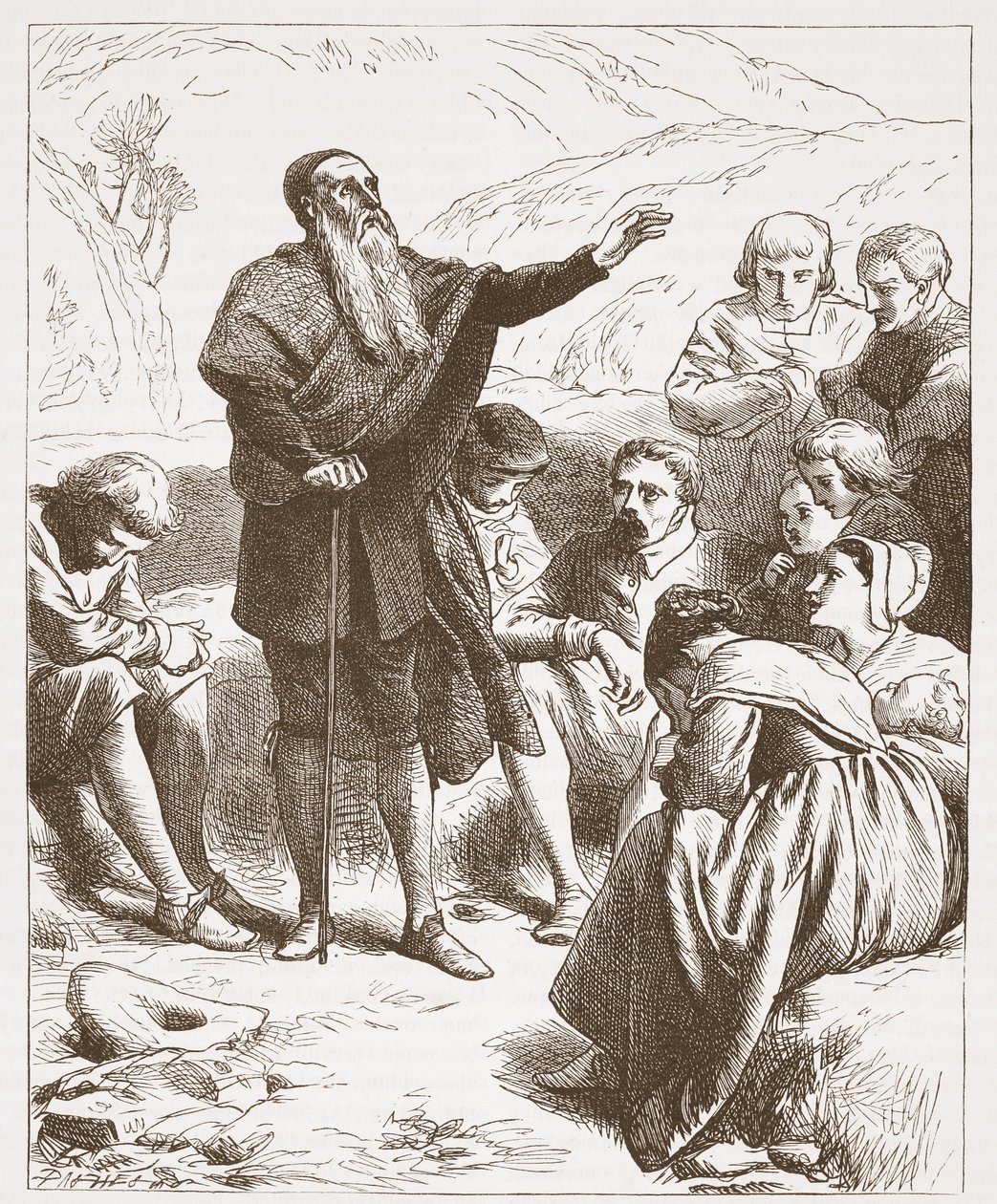 A Conventicle: Worship on the Hill-side ، توضيح من تاريخ البروتستانتية بقلم جيمس أيتكين ويلي (1808-1890) ، حانة. 1878 بواسطة مدرسة اللغة الإنجليزية