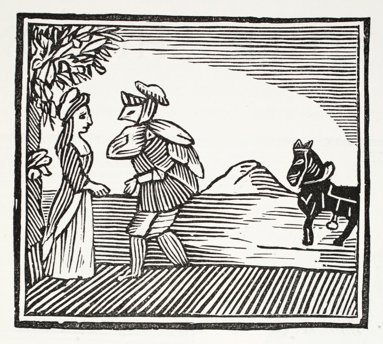 رجل يتشاور مع Mother Bunch ، رسم توضيحي من كتب الفصل الثامن عشر للكاتب John Ashton ، الحانة. 1882 بواسطة مدرسة اللغة الإنجليزية
