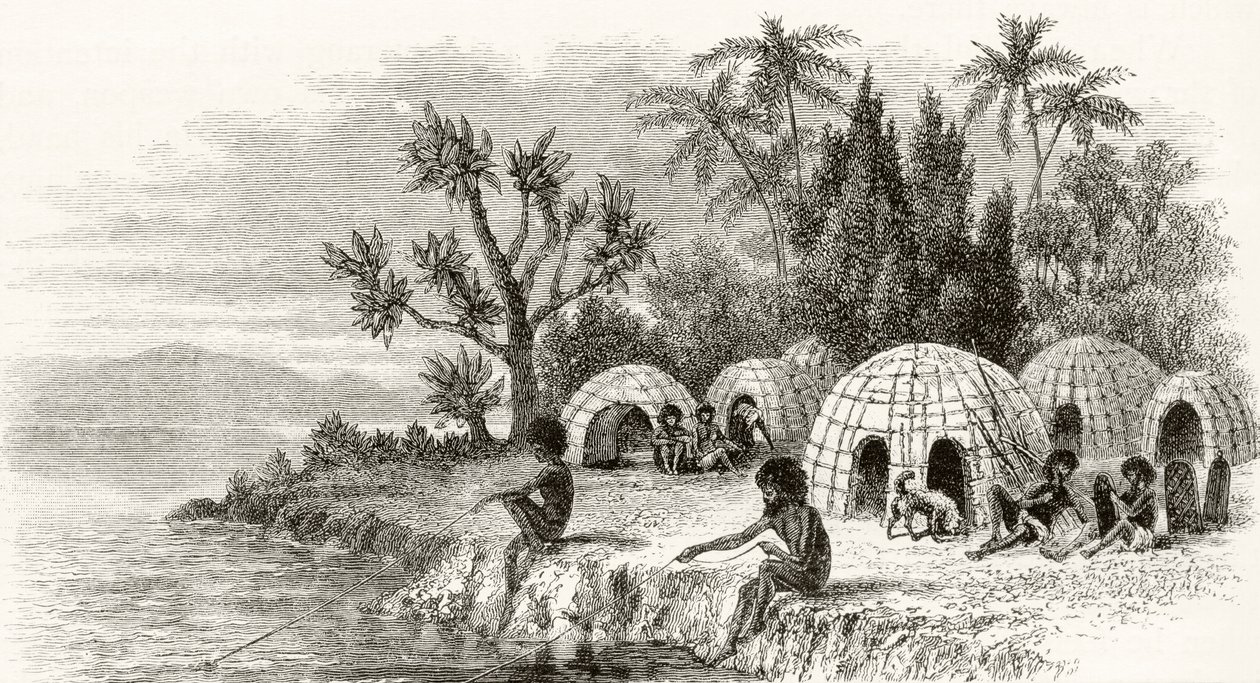 مخيم محلي في كوينزلاند ، c.1880 ، من "الصور الأسترالية" لهوارد ويلوبي ، نشرته جمعية المسالك الدينية ، لندن ، 1886 بواسطة مدرسة اللغة الإنجليزية