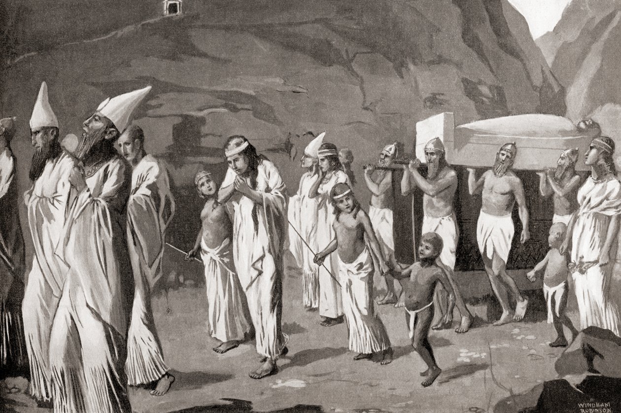 موكب جنائزي فينيقي ، من تاريخ الأمم لهتشينسون ، عام 1915 بواسطة مدرسة اللغة الإنجليزية