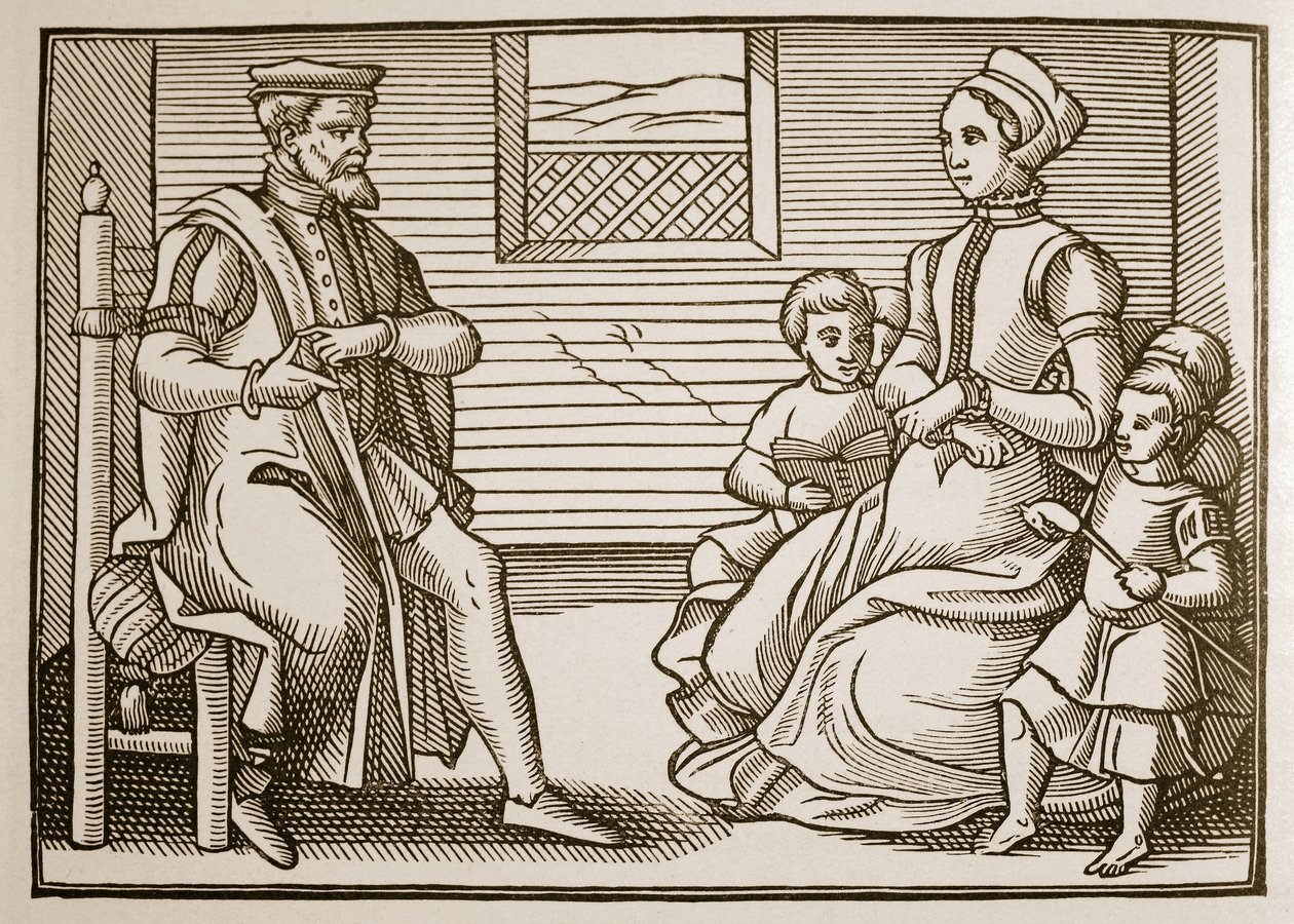 عائلة بيوريتانية ، من تينور من المزامير كلها في أربعة أجزاء ، 1563 (بني داكن) بواسطة مدرسة اللغة الإنجليزية