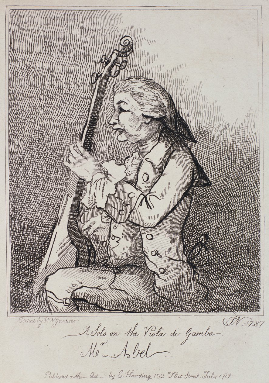 كارل منفرد على فيولا دا جامبا ، كارل فريدريش أبيل (1723-1787) منقوش بواسطة ويليام نيلسون جاردنر (1766-1814) 1787 بواسطة مدرسة اللغة الإنجليزية