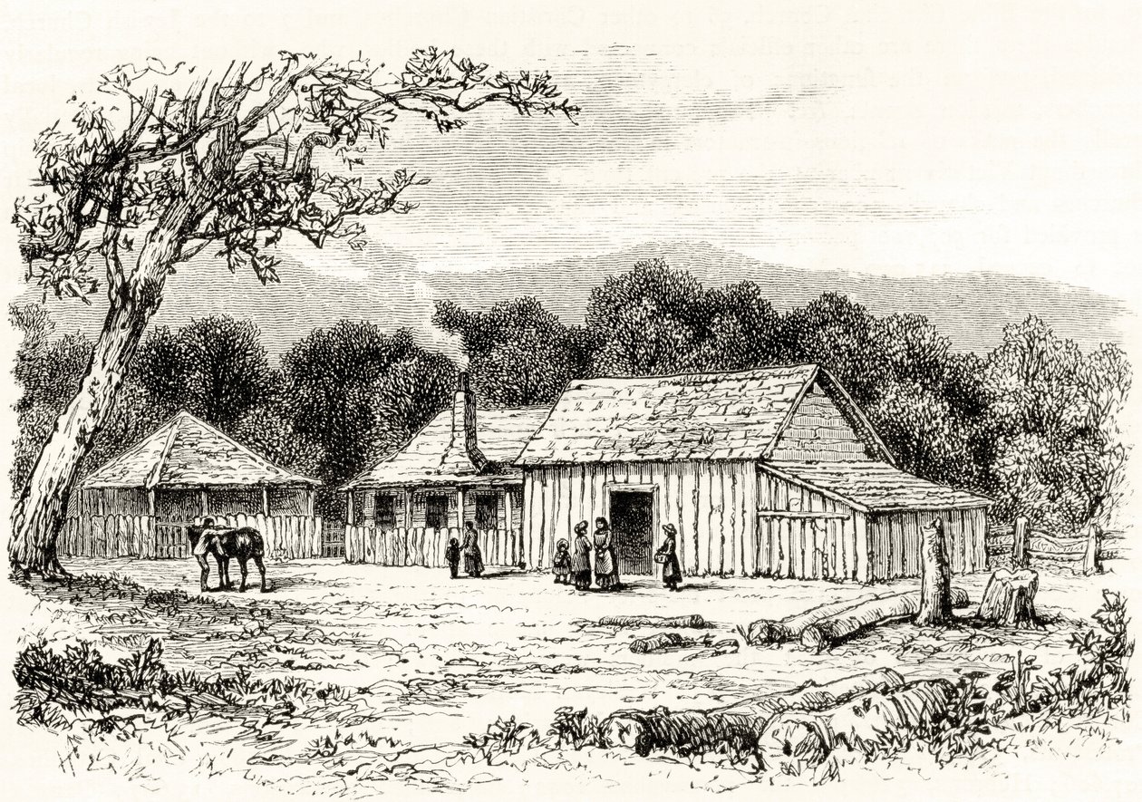 محطة القرفصاء ، c.1880 ، من "الصور الأسترالية" بقلم هوارد ويلوبي ، نشرتها جمعية المسالك الدينية ، لندن ، 1886 بواسطة مدرسة اللغة الإنجليزية