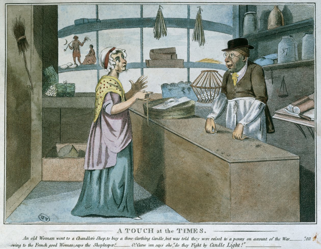 لمسة في الأوقات ، كاريكاتير الحصار الفرنسي ، مارس 1805 بواسطة مدرسة اللغة الإنجليزية