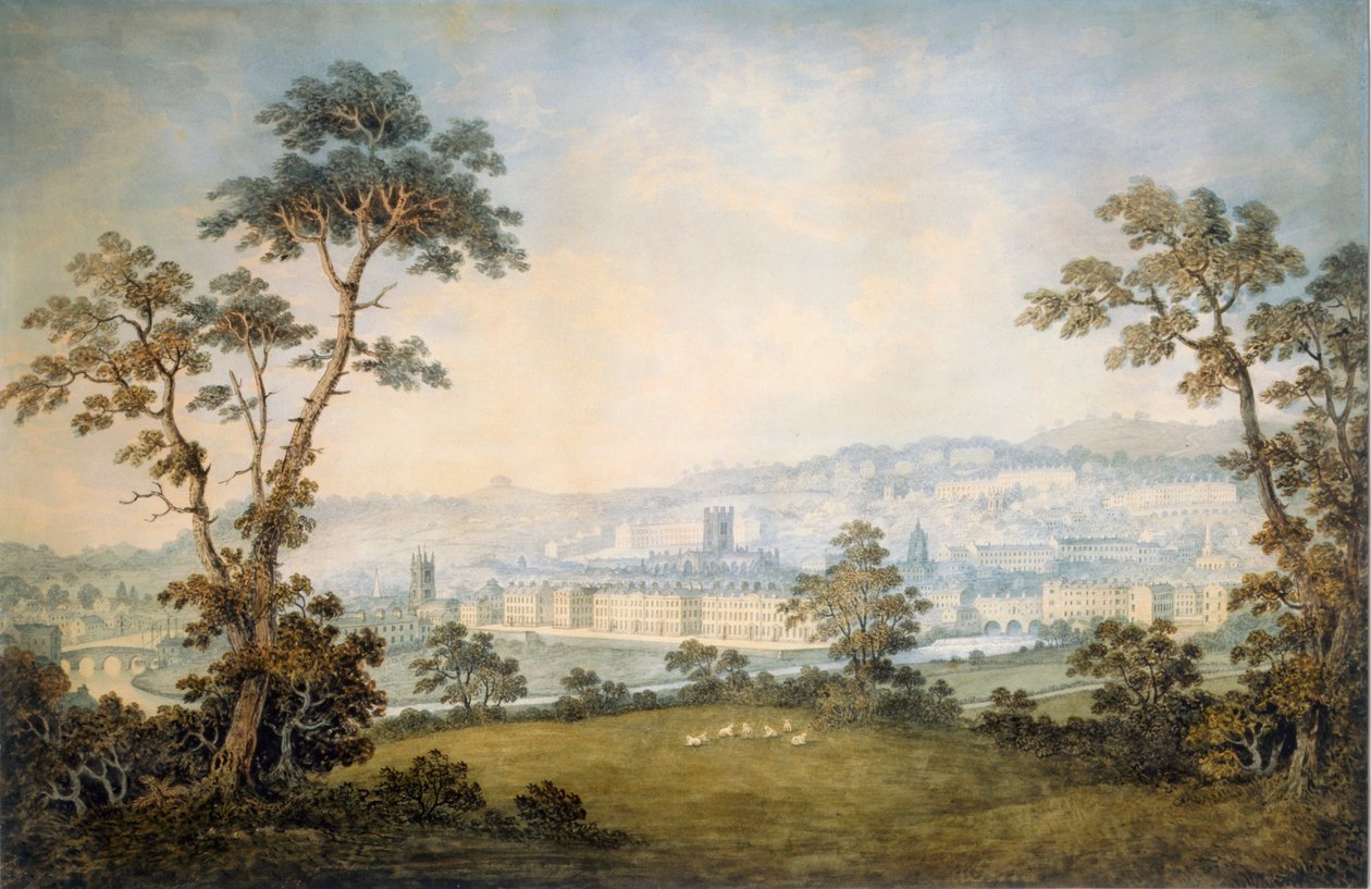 منظر للحمام ، c.1800 (مرحاض على ورق) بواسطة مدرسة اللغة الإنجليزية