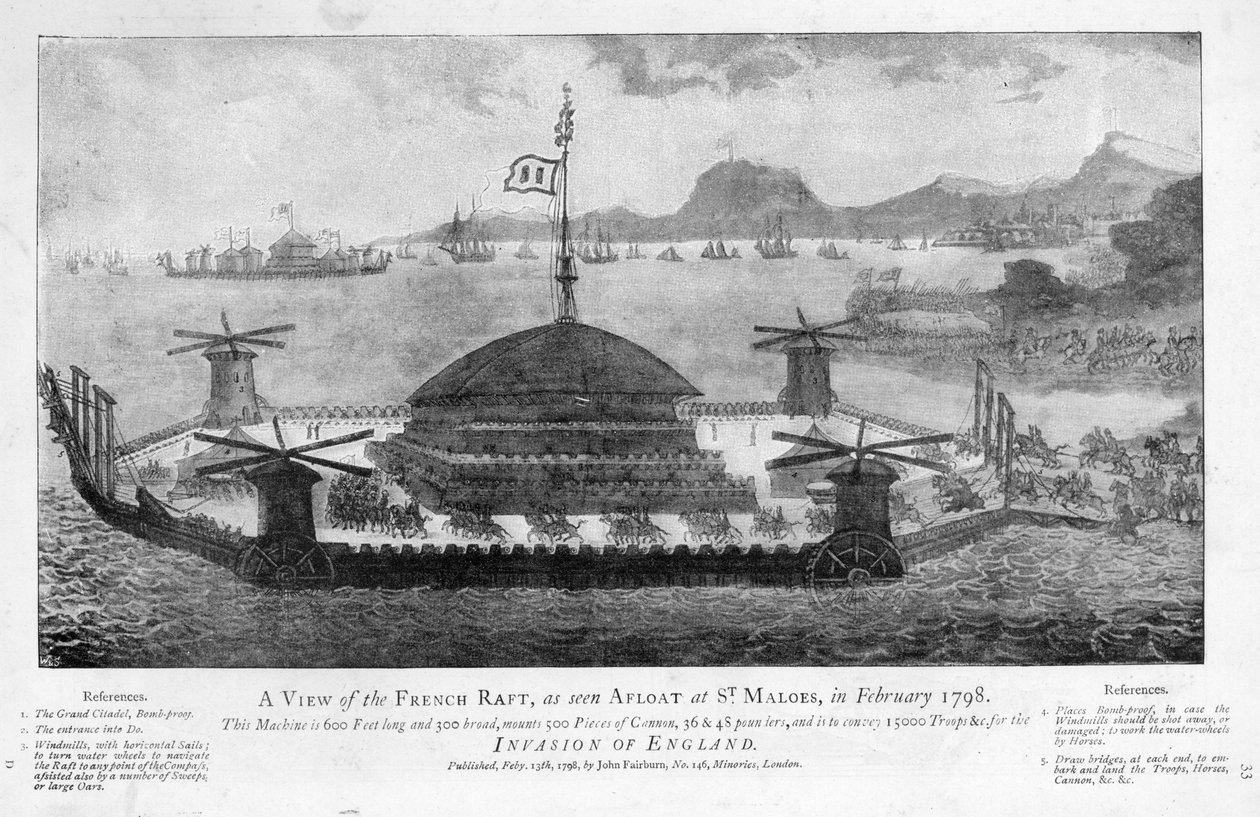 منظر للقارب الفرنسي في سانت مالو ، فبراير 1798 (أكواتنت) بواسطة مدرسة اللغة الإنجليزية