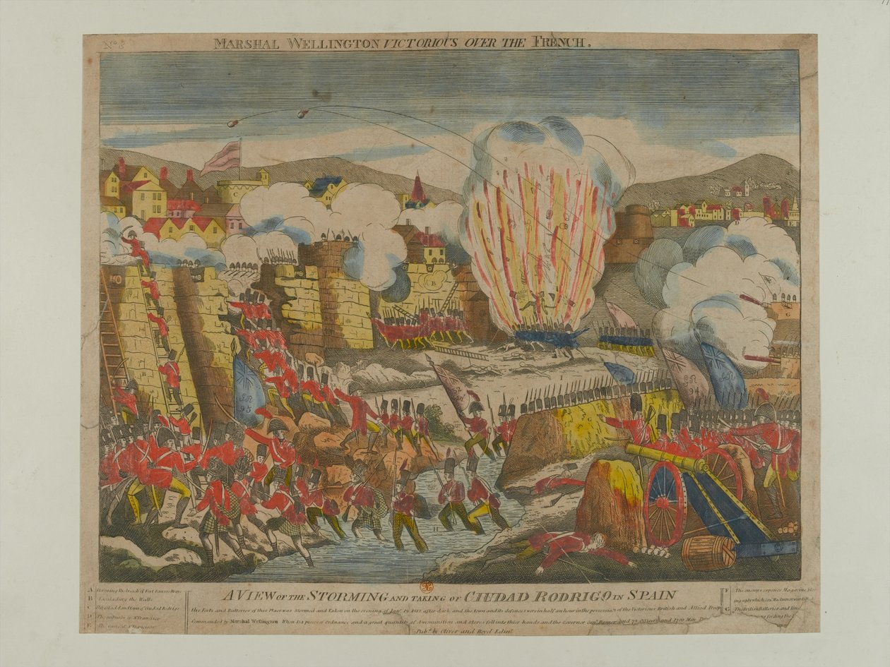 نظرة على العاصفة والاستيلاء على Ciudad Rodrigo في إسبانيا 1812 ، نشرها Oliver and Boyd 1812 بواسطة مدرسة اللغة الإنجليزية