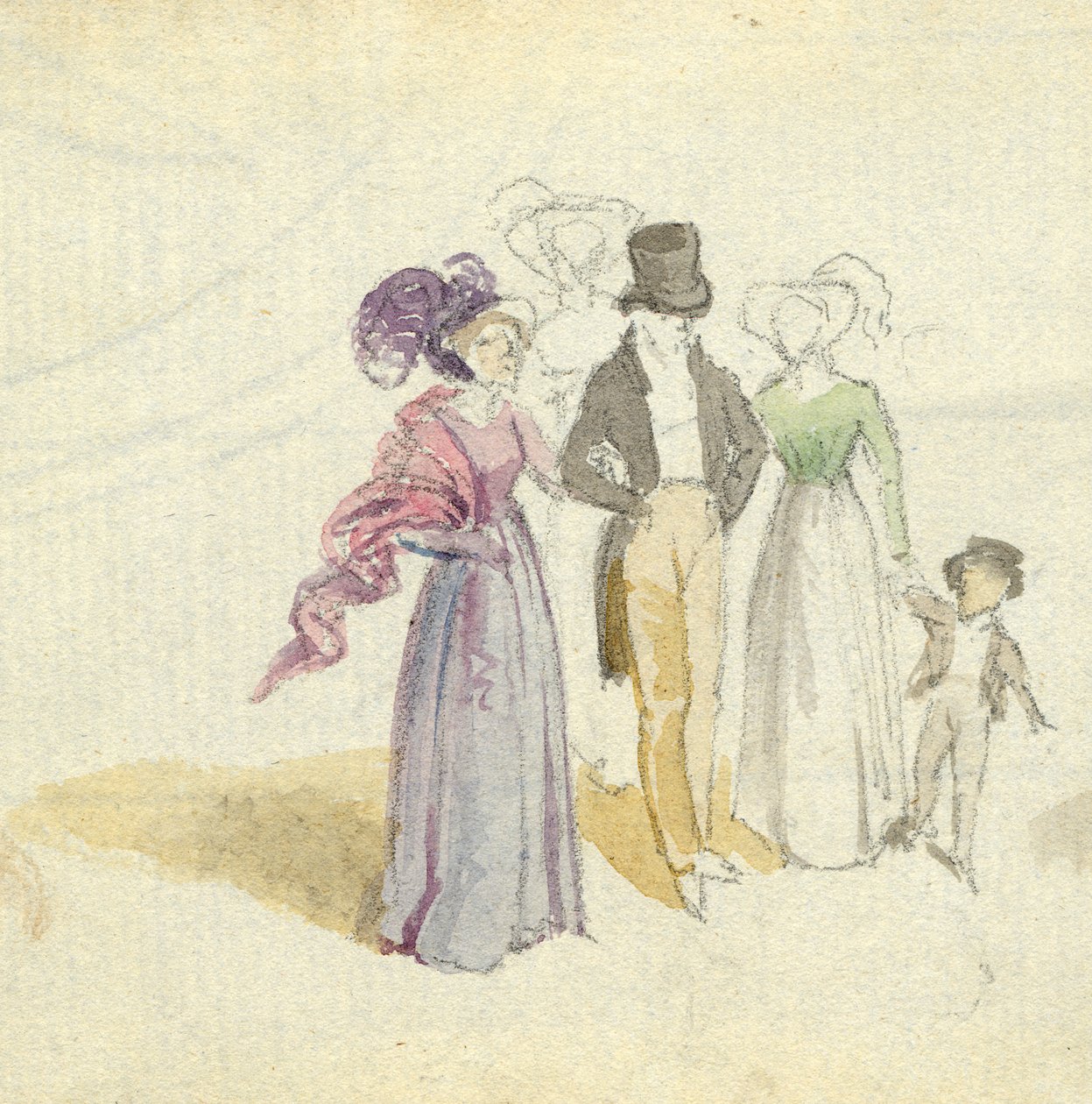نزهة عائلية ، 1825 ج (مرحاض على ورق) بواسطة مدرسة اللغة الإنجليزية
