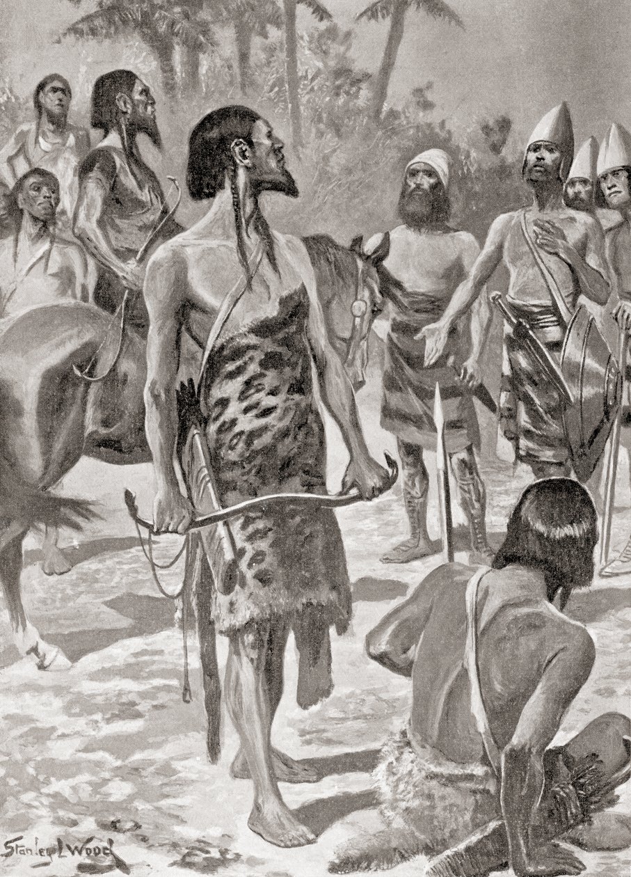 لقاء بين مؤسسي قرطاج الصوريين والزعماء الليبيين ، من تاريخ الأمم في هاتشينسون ، سنة 1915 بواسطة مدرسة اللغة الإنجليزية