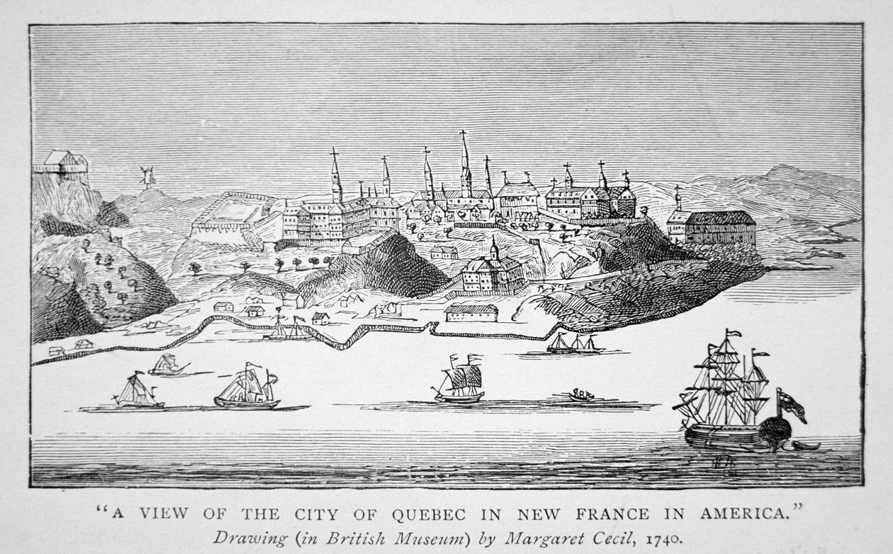 A view of the city of Quebec in New France in America بواسطة مدرسة اللغة الإنجليزية