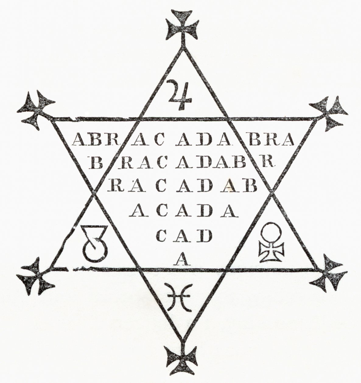 Abracadabra ، من أساطير Ingoldsby أو Mirth and Marvels ، بقلم توماس إنغولدسبي ، نُشر في عام 1865 بواسطة مدرسة اللغة الإنجليزية