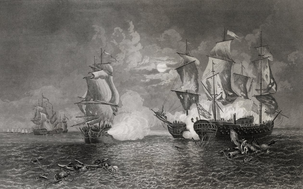 عمل بين بونهوم ريتشارد وسرابيس ، 23 سبتمبر 1779 (النقش) بواسطة مدرسة اللغة الإنجليزية
