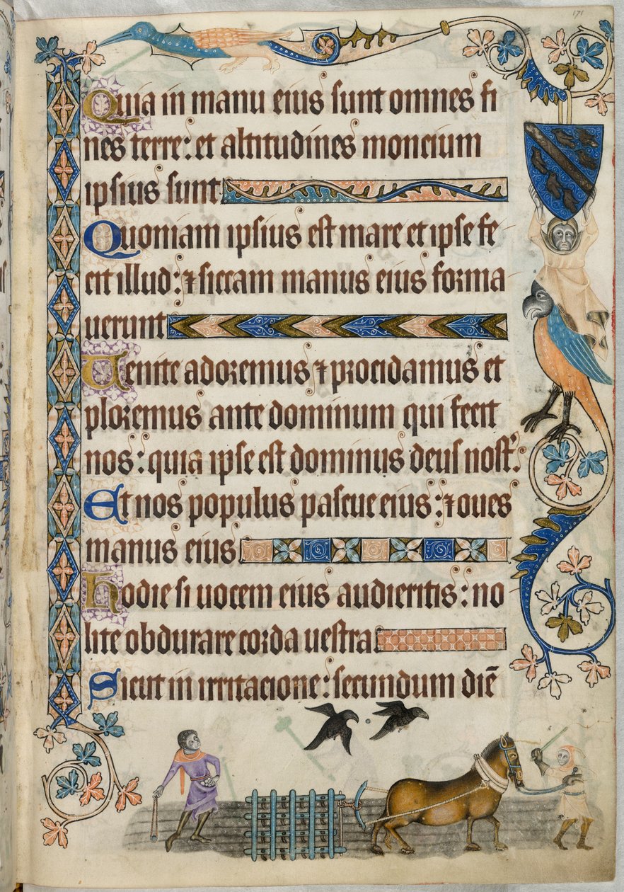 يضيف. 42130 الصحيفة 171 المروعة ، من "Luttrell Psalter" ، حوالي 1325 - 35 (ورق) بواسطة مدرسة اللغة الإنجليزية