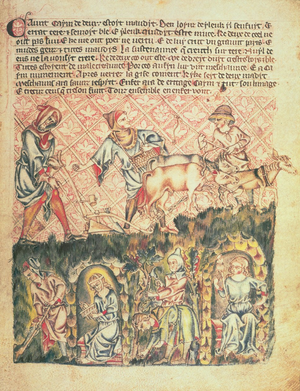 أضف 47682 ص. 6 قايين ونسله ، من "الكتاب المقدس هولخام" ، حوالي 1320 - 30 (ورق) بواسطة مدرسة اللغة الإنجليزية