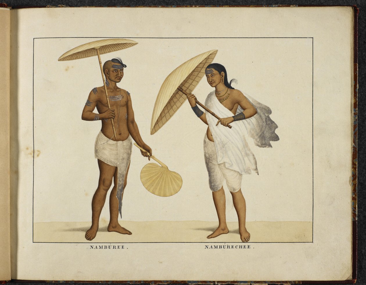 أضف Or 1335 اثنين من Kerala Brahmins ، حوالي 1828 (ليثو ملون يدويًا) بواسطة مدرسة اللغة الإنجليزية