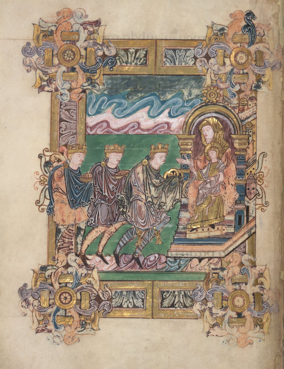 العشق من المجوس ، أضف. 49598، f.24v، from the Benedictional of St Aethelwold، 971-984 (رق) بواسطة مدرسة اللغة الإنجليزية