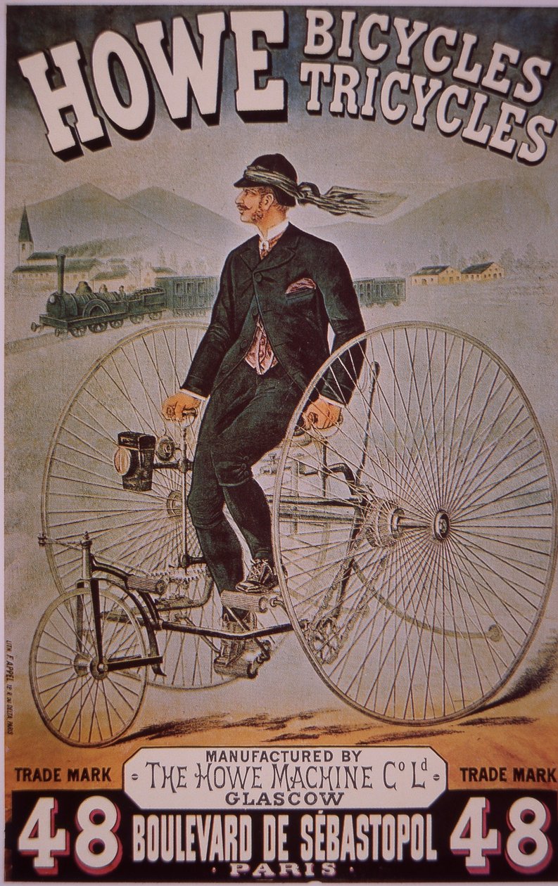 Advert for Howe bicycles (colour litho) بواسطة مدرسة اللغة الإنجليزية