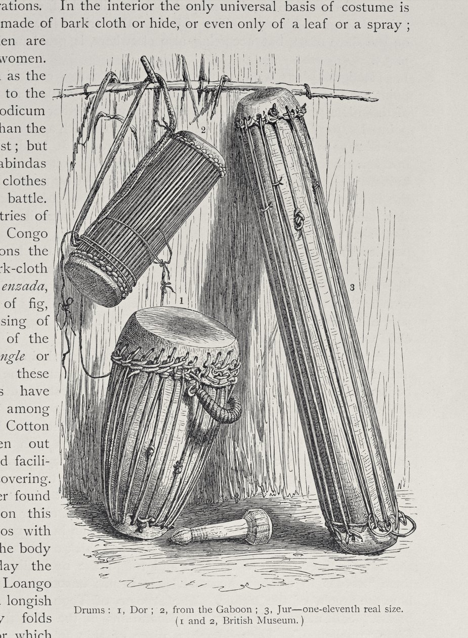 الطبول الأفريقية ، من "تاريخ البشرية" ، المجلد الثالث ، للأستاذ فريدريش راتزيل ، 1898 بواسطة مدرسة اللغة الإنجليزية