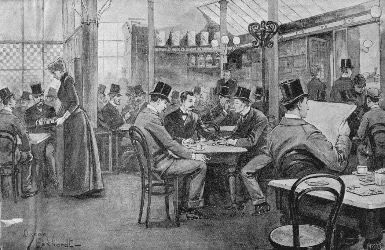 بعد الغداء في مقهى مكة المكرمة عام 1893 ، من لندن-بيوت القهوة في الماضي والحاضر بواسطة مدرسة اللغة الإنجليزية
