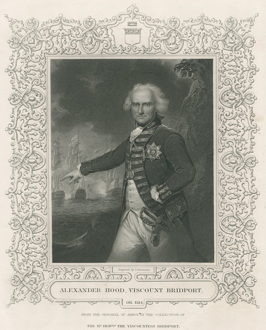 ألكسندر هود ، أول Viscount Bridport ، توضيح من "معارك إنجلترا عن طريق البحر والأرض" بواسطة Lieut. العقيد ويليامز ، c.1890 بواسطة مدرسة اللغة الإنجليزية