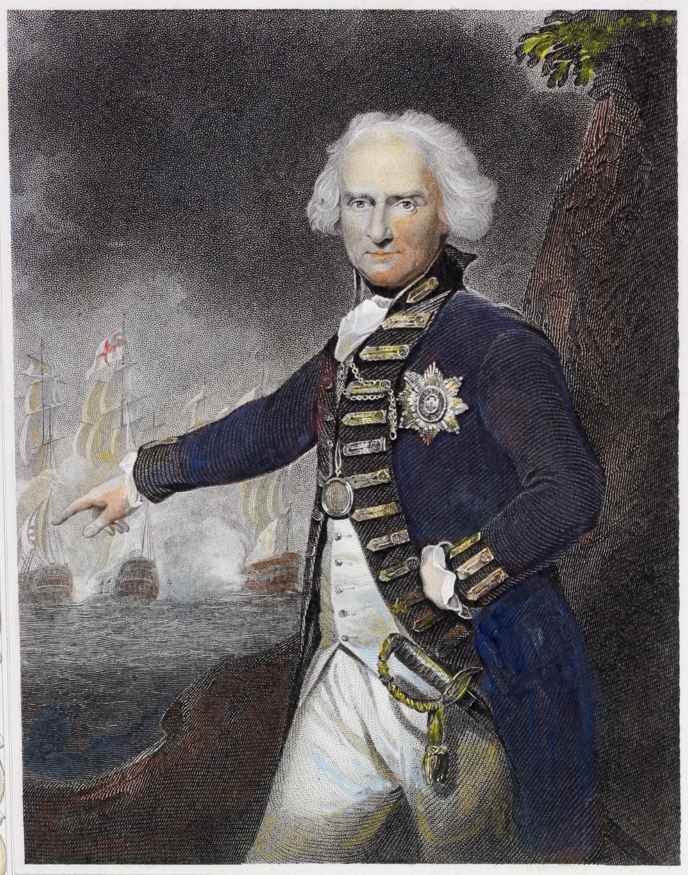 الكسندر هود ، Viscount Bridport (نقش ملون) بواسطة مدرسة اللغة الإنجليزية