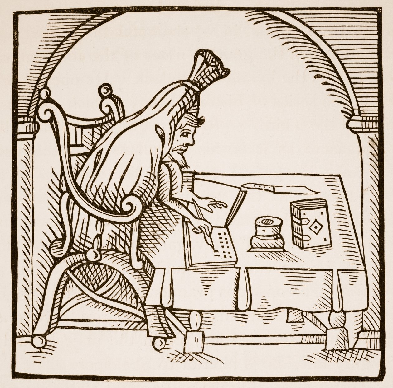صورة رمزية لروبرت جرين في كفن جنازته ، من غرين في كونسيبت بقلم جون ديكنسون ، 1598 (صورة بني داكن) بواسطة مدرسة اللغة الإنجليزية