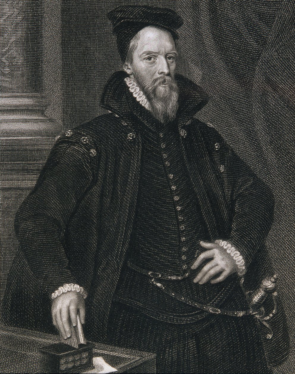 أمبروز دادلي (c.1528-90) ، من "صور بريتيش لودج" ، 1823 (النقش) بواسطة مدرسة اللغة الإنجليزية