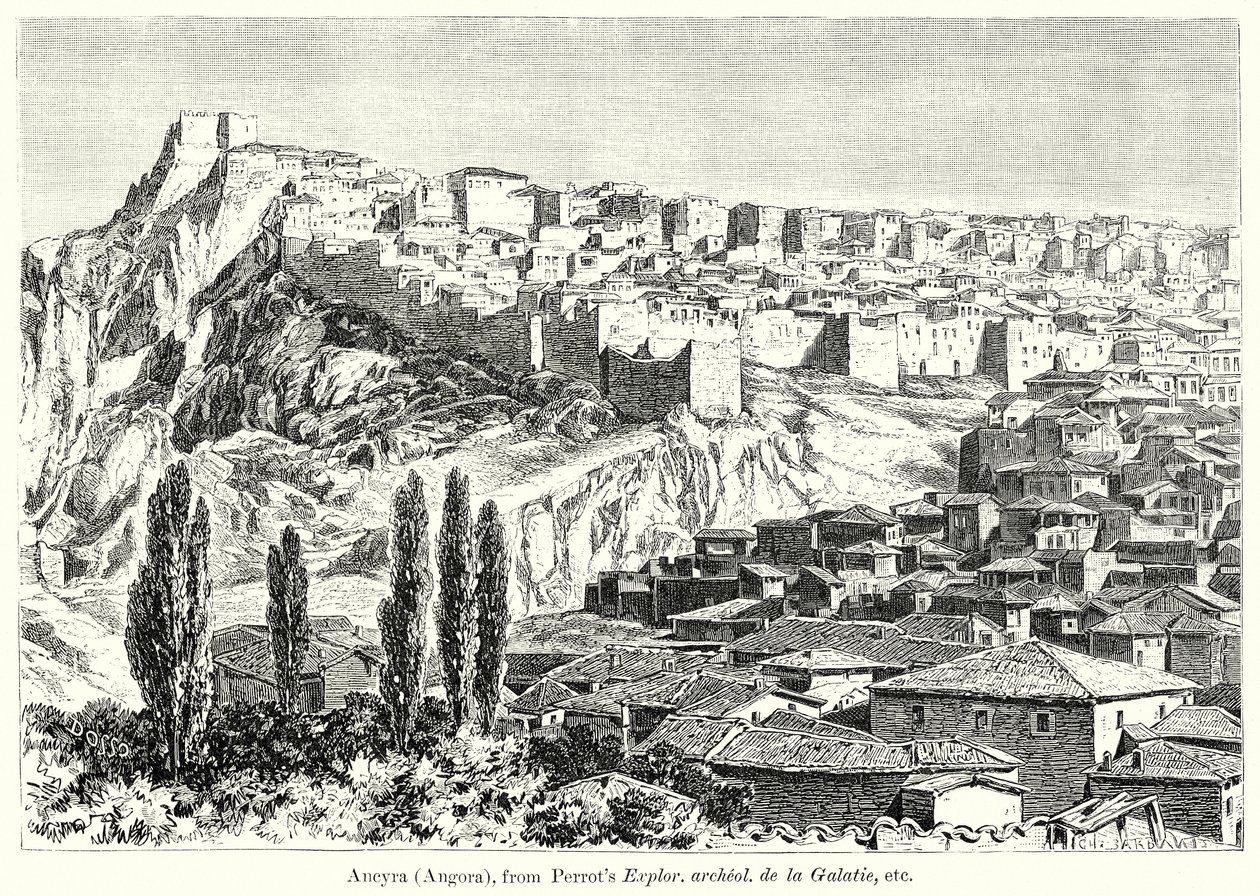أنسييرا (أنجورا)، من كتاب بيرو الاستكشافي. Archeol. De la Galatie، إلخ (نقش) بواسطة مدرسة اللغة الإنجليزية